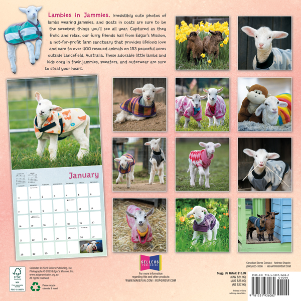 Lambies in Jammies 2024 Wall Calendar RSVP