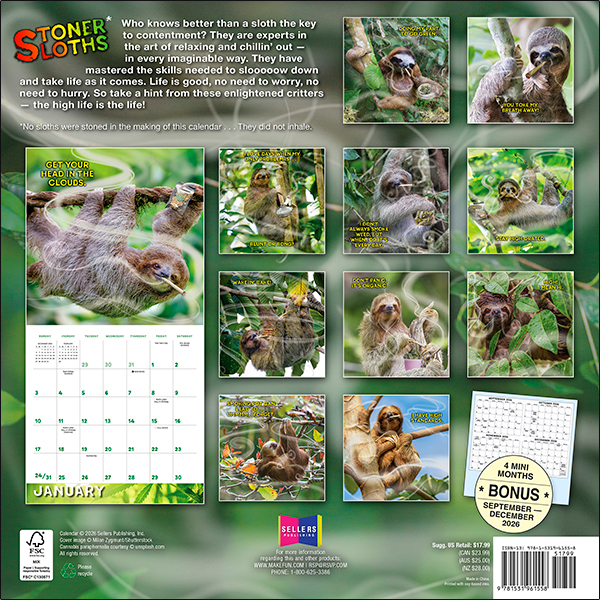 Stoner Sloths 2027 Wall Calendar - Image 2