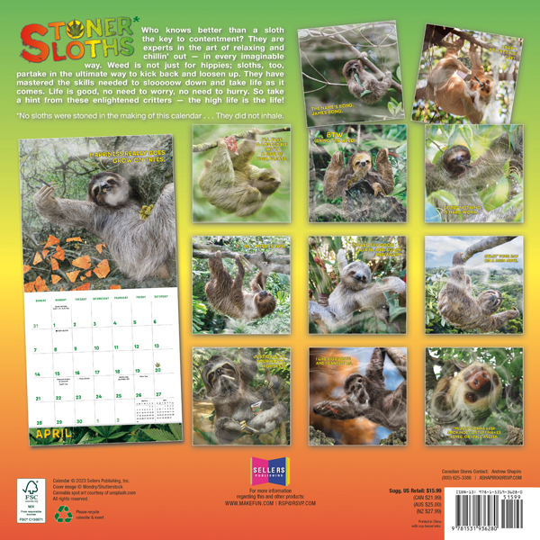 Stoner Sloths 2024 Wall Calendar RSVP