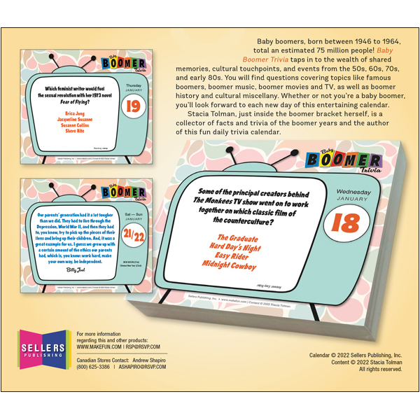 Baby Boomer Trivia 2023 Boxed Daily Calendar RSVP