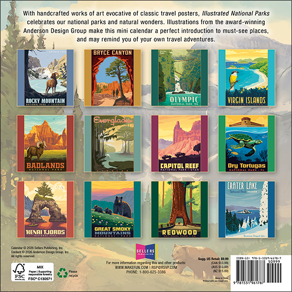 Illustrated National Parks 2027 Mini Calendar - Image 2
