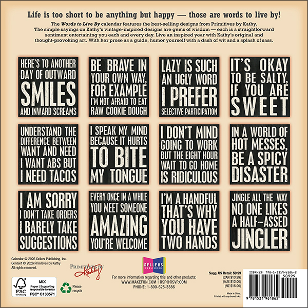 Words to Live By 2027 Mini Calendar - Image 2
