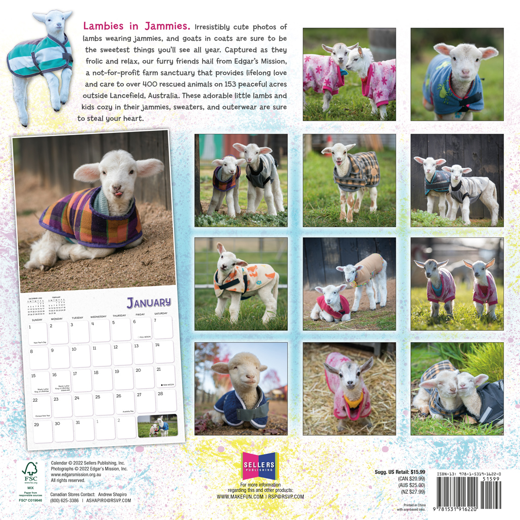 Lambies in Jammies 2023 Wall Calendar RSVP