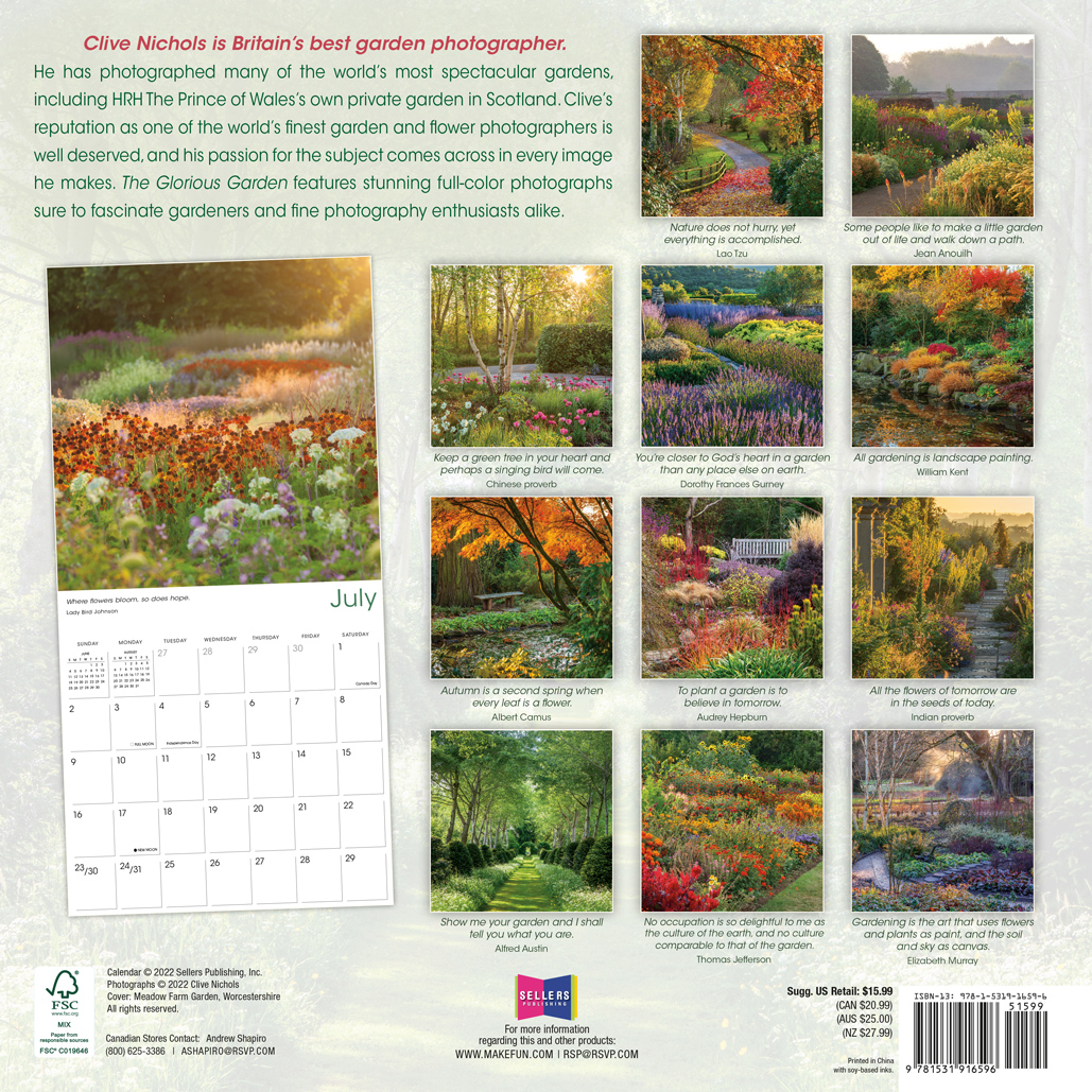 The Glorious Garden 2023 Wall Calendar RSVP
