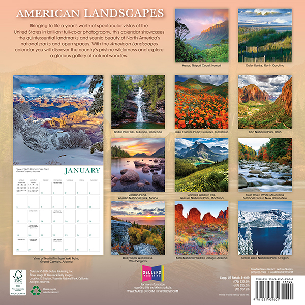 American Landscapes 2025 Wall Calendar RSVP