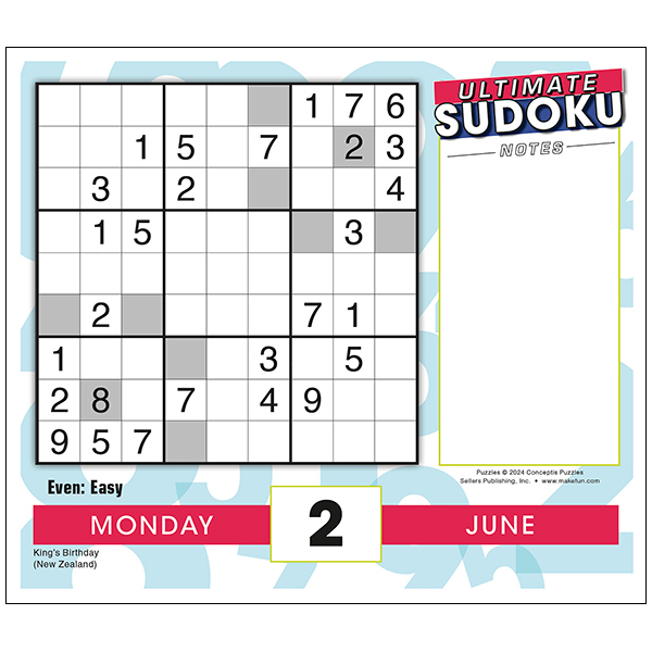 Ultimate Sudoku 2025 Daily Calendar RSVP