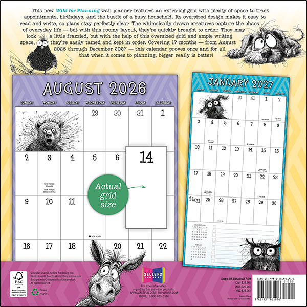 Wild For Planning Big Grid 2027 17-Month Wall Planner - Image 2