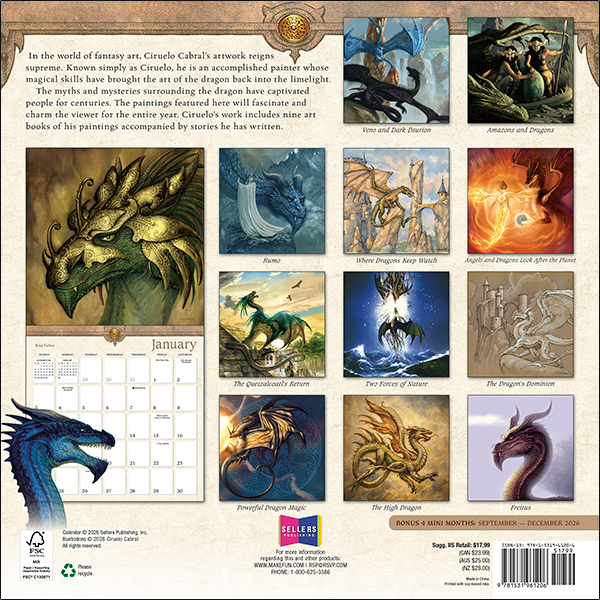Dragons by Ciruelo 2027 Wall Calendar - Image 2