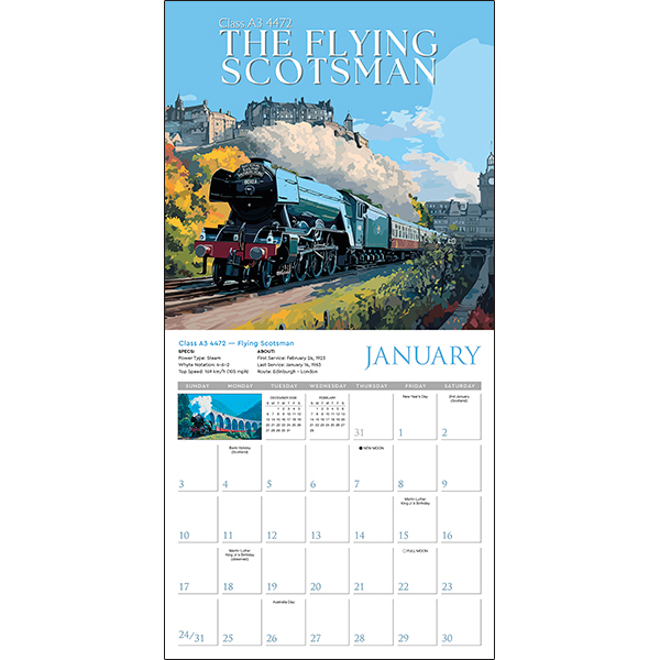 Classic Trains 2027 Wall Calendar - Image 3