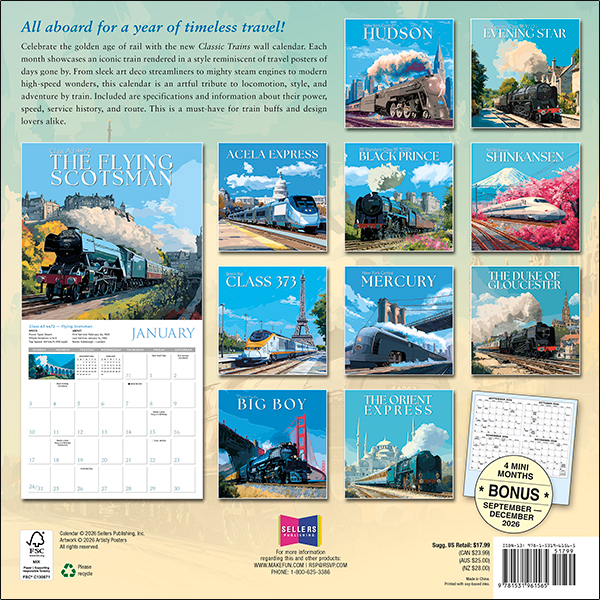 Classic Trains 2027 Wall Calendar - Image 2