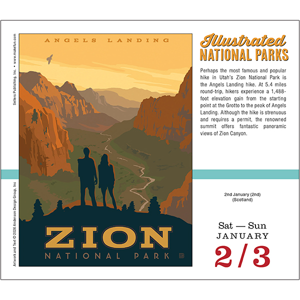 Illustrated National Parks 2027 Boxed Daily Calendar - Image 3